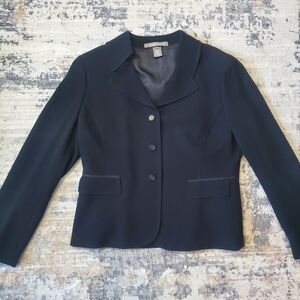 Ellen Tracy Black 3-Button Structured Blazer - Size 12 - EUC